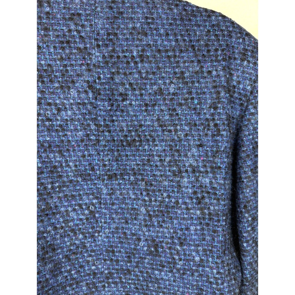 Vintage Pendleton Wool Jacket Blue Black Tweed Boucle Box Crop Large 12 14 - Picture 10 of 12